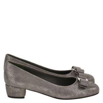 Ferragamo Vara Bow Metallic Pumps, Size 7 C