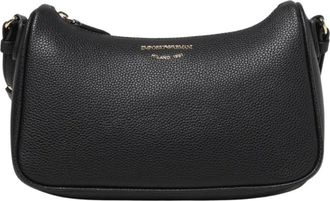 Emporio Armani Zwarte leren crossbody tas - Dames - Schoudertassen - Zwart - ONE Size - Leer - Tassen