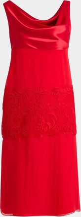 Ferragamo lace-Panel Silk Chiffon Midi Dress