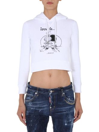 Dsquared2 Cropped Hoodie With Playful Graphic