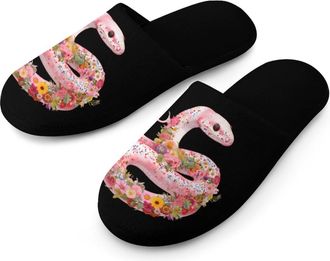 Generic Snake Flower Mens Slippers Warm Non-Slip Houes Shose Spa Slipper for Home Bedroom