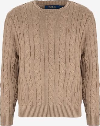Polo Ralph Lauren Rundhalspullover im Zopfstrick aus Baumwolle Pony