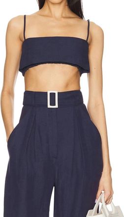 Matthew Bruch Structured Bandeau Crop Top In Navy