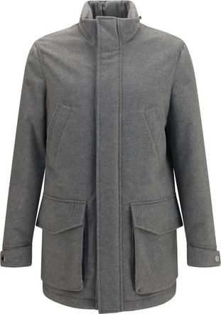Brunello Cucinelli Chaqueta de Cachemira con Cremallera y Botones - Coats - Hombre - Gris - 2XL