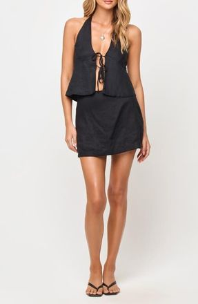 L*Space Venice Linen Cover-Up Skort in Black at Nordstrom, Size X-Large