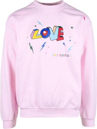 The Editor Pink Graphic Love Print Cotton-Blend Sweatshirt