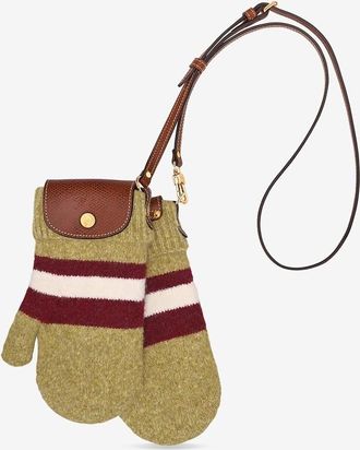 Longchamp Gestreifter Schultertasche aus Wollmischung Le Pliage Cocooning