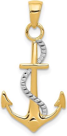 Diamond2Deal 14k Two-tone Gold Polished Anchor Rope Pendant