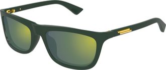 Bottega Veneta Green Mirror Rectangular Unisex Sunglasses BV1328SA 003 58