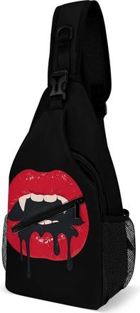 Generic Vampire Lips Unisex Shoulder Bags Casual Crossbody Chest Bag Sling Backpack for Hiking Cycling Travel