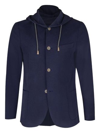 Eleventy hooded buttoned jacket - men - Cotton/Polyamide/Elastane - 60 - Blue