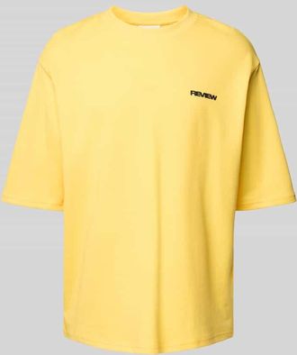 Review Oversized T-Shirt mit Label-Print in Pastellgelb, Gr&ouml;&szlig;e XS