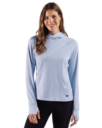 Cutter & Buck Adapt Recycled Soft Knit Stripe Womens Hooded Pullover