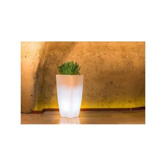 Monacis Maceta Luminosa Cuadrada Mod. Agave 33x33 Cm H 70 Con Led Multicolor Con Bater&iacute;a