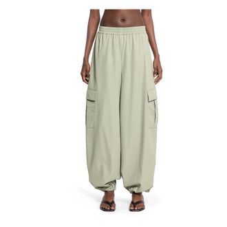 Max Mara Wide Trousers, female, Green, XS, Sage Green Cargo Trousers