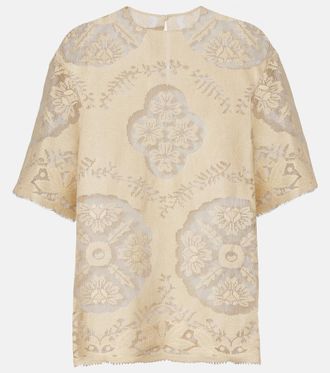 Valentino Floral knitted cotton-blend top