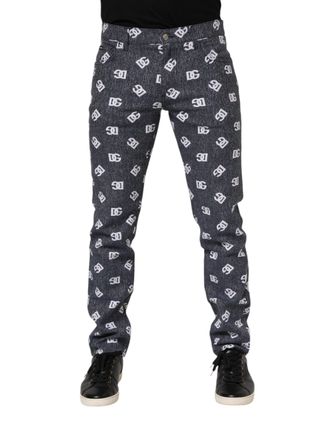 Dolce & Gabbana Mens Dark Gray Logo Cotton Skinny Slim Denim Jeans Elastane Clothing