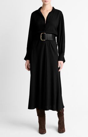 Vince Long Sleeve Shirtdress in Black at Nordstrom, Size 14