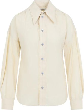 Christophe Lemaire Soft Pointed Collar Shirt - Dames - Overhemden - Beige - XS - Katoen - Overhemden