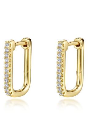 Lafonn Pav&eacute; Simulated Diamond Rectangular Hoop Earrings in Gold at Nordstrom