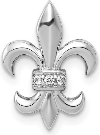Diamond2Deal 14k White Gold Diamond Fleur de Lis Chain Slide