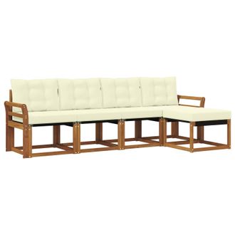 vidaXL Conjunto De Sof&aacute;s De Exterior Con Coj&iacute;n 5 Pcs Natural Y Crema Vidaxl