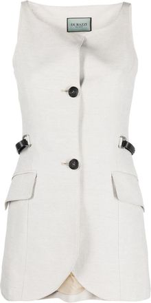 Durazzi Milano button-fastening sleeveless waistcoat - women - Cotton/Linen/Flax/Viscose - 38 - Neutrals