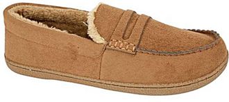 Jo & Joe Mens New Hampshire Faux Suede Fur Lined Moccasin Slippers Shoes Size 7-12 (UK 11, Brown)