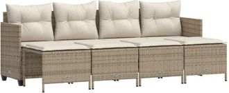 vidaXL Juego De Sof&aacute;s Jard&iacute;n Con Cojines 5 Pzas Rat&aacute;n Sint&eacute;tico Beige Vidaxl