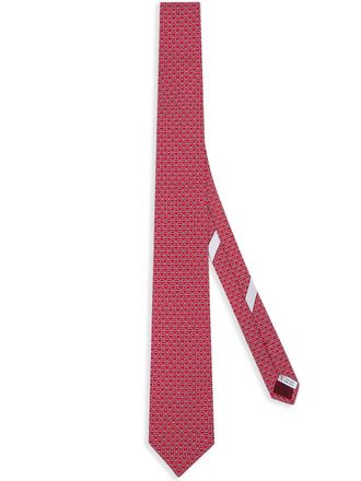 Ferragamo Cravatta con stampa Gancini - Rosso