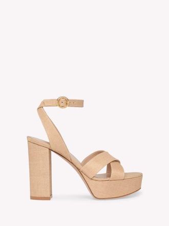 Gianvito Rossi Sabrina Sandal in Beige Linen at Nordstrom, Size 41.5