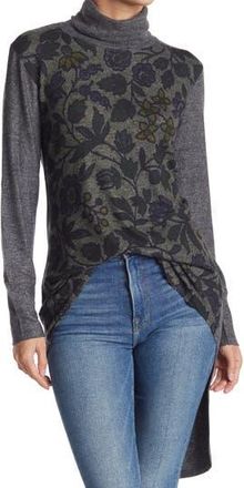 Go Couture Lion Turtleneck Tunic in Charcoal Print 6 at Nordstrom Rack, Size X-Large