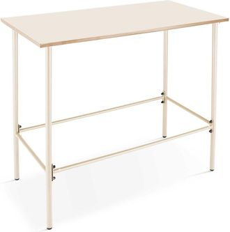 Oviala Mesa alta de comedor de metal marfil de 120 cm