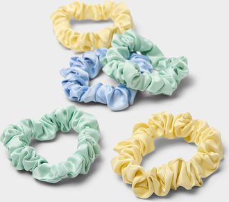 Kitsch Womens Pastel-coloured satin scrunchies Set of 5