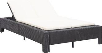 vidaXL Tumbona Para 2 Personas Con Coj&iacute;n Rat&aacute;n Sint&eacute;tico Negro Vidaxl
