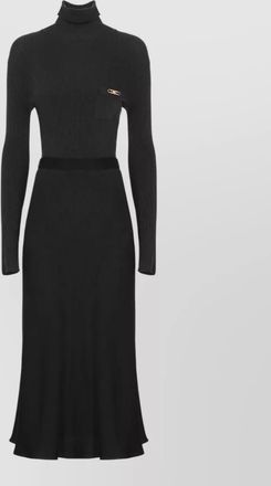 Elisabetta Franchi silk turtleneck long-sleeve knee-length dress