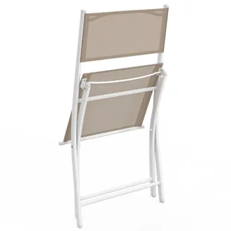 IDMarket Set Di 6 Sedie Da Giardino Pieghevoli Bastia In Metallo E Textilene Bianco E Beige Talpa