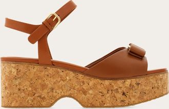 Ferragamo Donna Sandalo platform con fiocco iconico Marrone Taglia 35.5