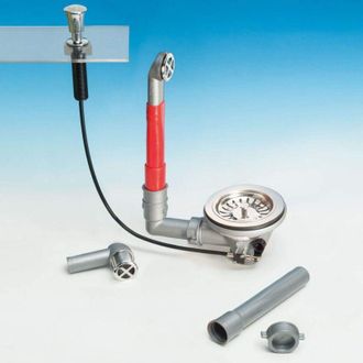 Lira Tap&oacute;n De Fregadero Autom&aacute;tico Con Rebosadero Redondo Y Pulsador Cromado