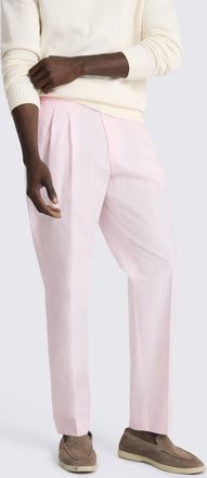 Moss Pale Pink Cotton Pleated Trousers