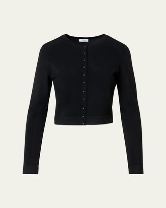 Akris Wool Rib Crop Crewneck Cardigan