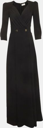 Elisabetta Franchi Black Crepe Wrapped Long Dress