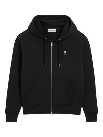Ami Black Zip-Up Hoodie with Drawstring Hood