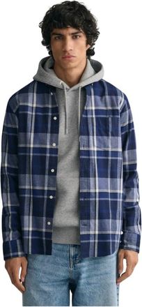 GANT Geruit Flanellen Overhemd - Heren - Casual Overhemden - Blauw - L - Katoen - Overhemden