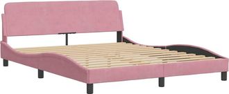 vidaXL Vidaxl - Cama Con Cabecero Sin Colch&oacute;n Terciopelo Rosa 160x200 Cm