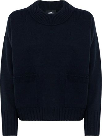 Alpha Studio Top met zakken aan de voorkant - Dames - Ronde hals truien - Blauw - XL - Truien & Vesten
