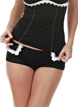 Jezebel Coquette Lace Trim Boyshort Panty In Black