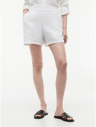 Tommy Hilfiger Womens Crinkle Gauze Pull-On Short - White - XXS