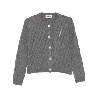 Shushu/Tong Shushu/Tong - Kabelgebreid vest - Dames - Truien - Grijs - Maat: XS Zijde