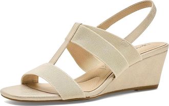 Life Stride Sweet Slingback Sandals Womens Wedge Shoes Platino Gold : 8.5 W (C), Faux Leather/Textile